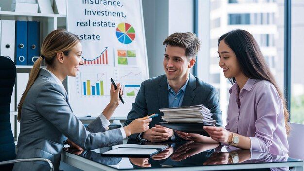 Leadership team discussing financial scenarios in a meeting room